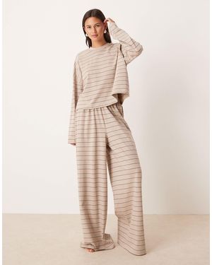 ASOS Long Sleeve Top And Pants Pyjama Set - Natural