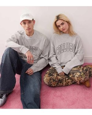 Collusion Oversized Lightweight Varsity Sweatshirt - Grey