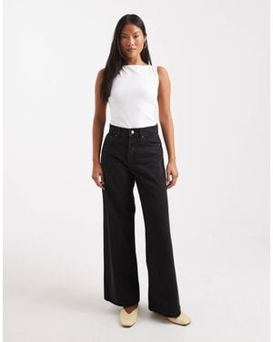 Only Petite Hope High Waisted Wide Leg Jeans - White