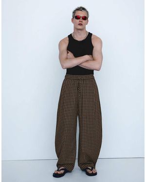 Bershka Geruite Joggingbroek - Zwart