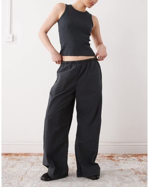 Weekday Ripstop Oversized Drawstring Pants - Black