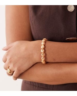 ASOS Pulsera Dorada Con Cierre En Forma De T Y Detalle De Perlas De Imitación De Asos Design Curve - Marrón