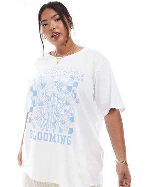 ONLY T-Shirt Oversize Bianca Con Grafica Floreale - Bianco