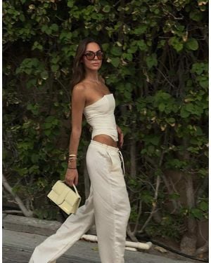 Lioness La Palma Linen Rich Tie Waist Wide Leg Trousers - Natural