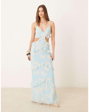 Pretty Lavish Cut-out Ruffle Maxi Dress - White