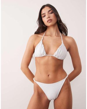South Beach Bikinibroekje Met Glitter En Pareldetail - Wit