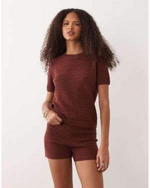 Mango Madeana Knitted Shorts Co-Ord - Red