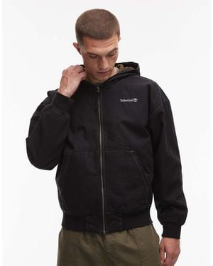 Timberland Washed Heavy Canvas Hooded Bomber Jacket - Black