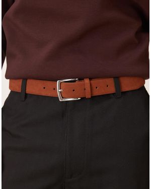 ASOS Smart Suede Belt With Silver Buckle - Brown