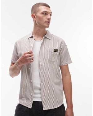 RVCA Dayshift Stripe Short Sleeve Shirt - White