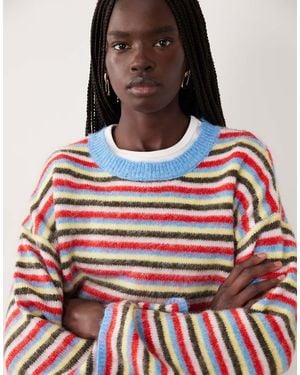 Pieces Oversized Fluffy Knitted Jumper - Red