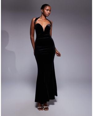 TFNC London Sweetheart Bandeau Maxi Dress With Neck Detail - Blue