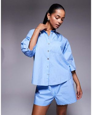River Island Camisa Azul De Corte Cuadrado De (Parte De Un Conjunto)