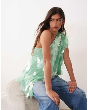 ARRANGE Embellished One Shoulder Top - White