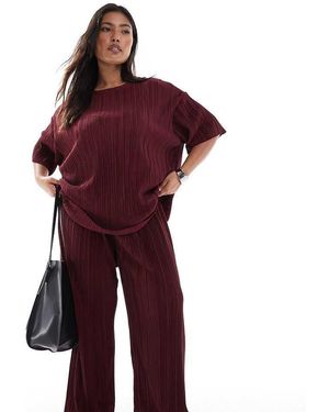 ONLY Plisse Wide Leg Trousers Co-Ord - Red