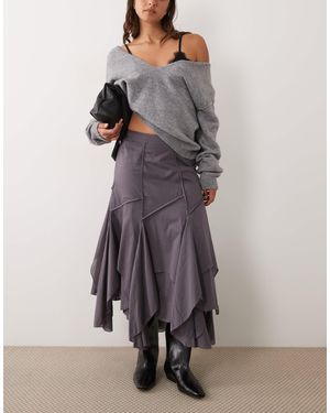 ASOS Asymmetrischer midirock mit nahtdetails - Grau