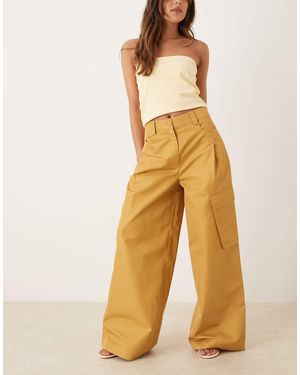 ASOS Oversized Balloon Trousers With Utility Pocket Detail - Natural