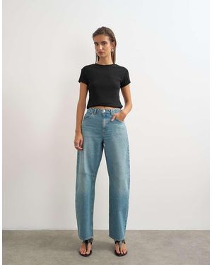 TOPSHOP Barrel Jeans Met Halfhoge Taille - Blauw