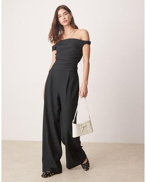 Abercrombie & Fitch Off The Shoulder Draped Jumpsuit - Natural
