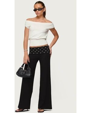 Edikted Reeva Polka Dot Fold Over Trousers - White