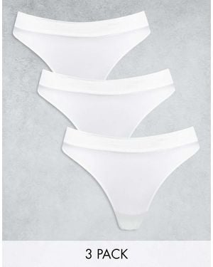 Weekday Cat Seamless 3 Pack Lingerie Thongs - White