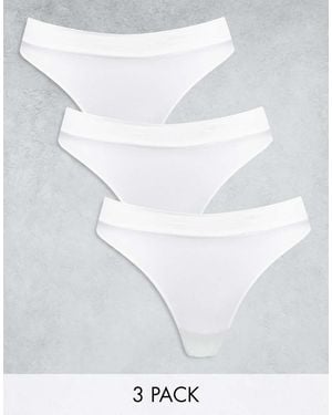 Weekday Cat Seamless 3 Pack Lingerie Thongs - White