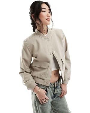 Abercrombie & Fitch Short Bomber Jacket - Natural