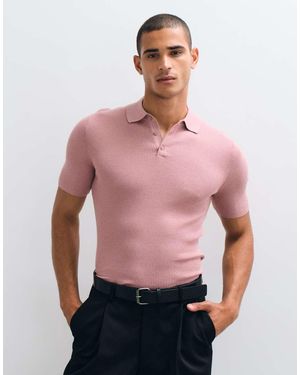 ASOS Essential Muscle-fit Fine-rib Knit Polo - Red