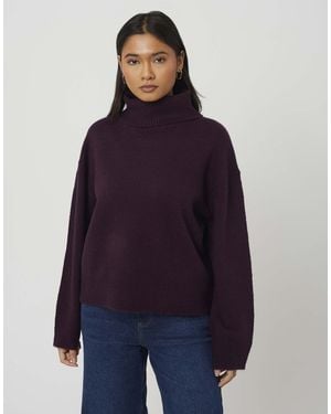 Brave Soul Strickpullover mit lockerer passform und rollkragen - Blau