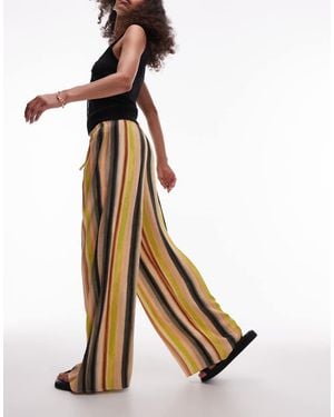 TOPSHOP Satin Tie Waist Wide Leg Trousers - White
