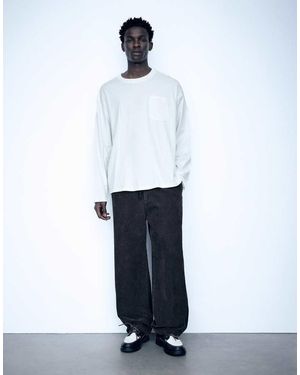 Pull&Bear Ribfluwelen Joggingbroek - Wit