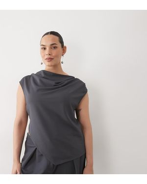 ASOS Asos Design Curve Conjunto De Top Drapeado De Sarga Fluida En Gris