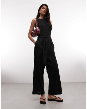 Monki Tuta Jumpsuit A Fondo Ampio Senza Maniche Nera - Nero