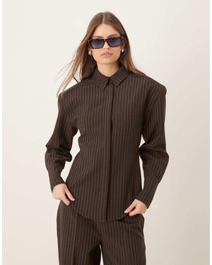 Wanderdoll Blythe Cinch Detail Shirt With Shoulder Pads - Brown