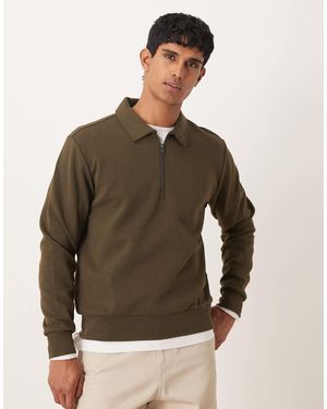 Mango Cotton Mix Quarter Zip Top - Brown