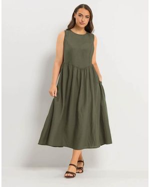 Yours Clothing Linen Dress - Green