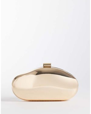 True Decadence Harde Metallic Clutch Met Afneembare Crossbody Band - Naturel