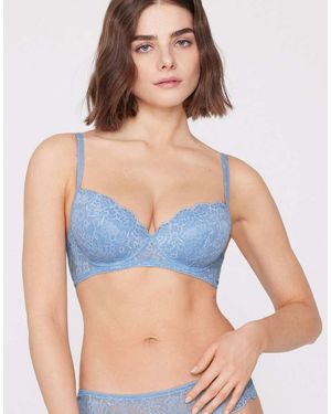 Tezenis Wien Lace Slightly Padded Balconette Bra - Blue