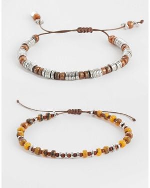ASOS – 2er-pack perlenarmbänder - Mettallic