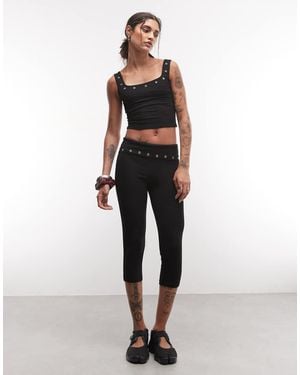 Collusion Capri legging With Eyelet Detail - Black