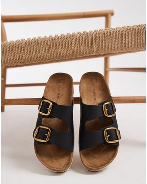 South Beach Double Buckle Sandals - Brown