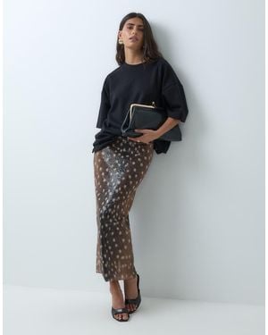 ASOS Gonna Midi Con Paillettes E Stampa Cervi - Blu