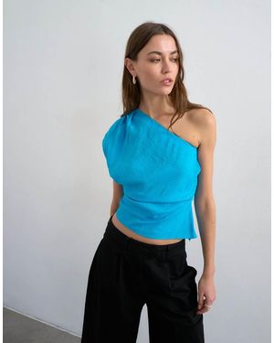 TOPSHOP One Shoulder Top - Blue