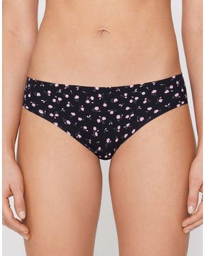 Tezenis Laser-Cut Printed Microfibre Briefs - Black