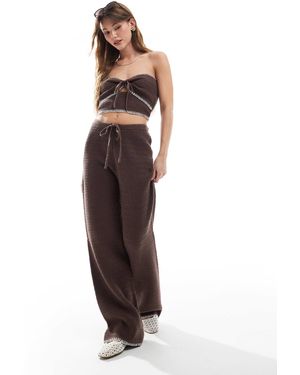 4th & Reckless Knitted Contrast Stitch Beach Trouser Co-ord - Brown