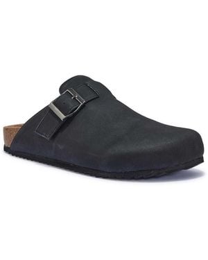 SEQWL Flat Heel Slip-On Clog Mule Sandals - Blue