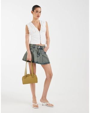 Motel Yoshino Plunge Broderie Top - White