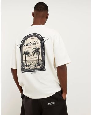 River Island Cream Oversized Palm Patch T-Shirt - Natural