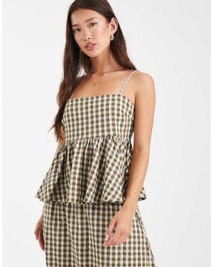ASOS Tie Shoulder Peplum Cami Co-ord Top - Brown