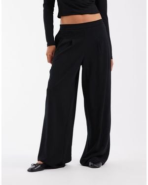 ONLY Pantalones De Sastre Negros De Pernera Ancha De